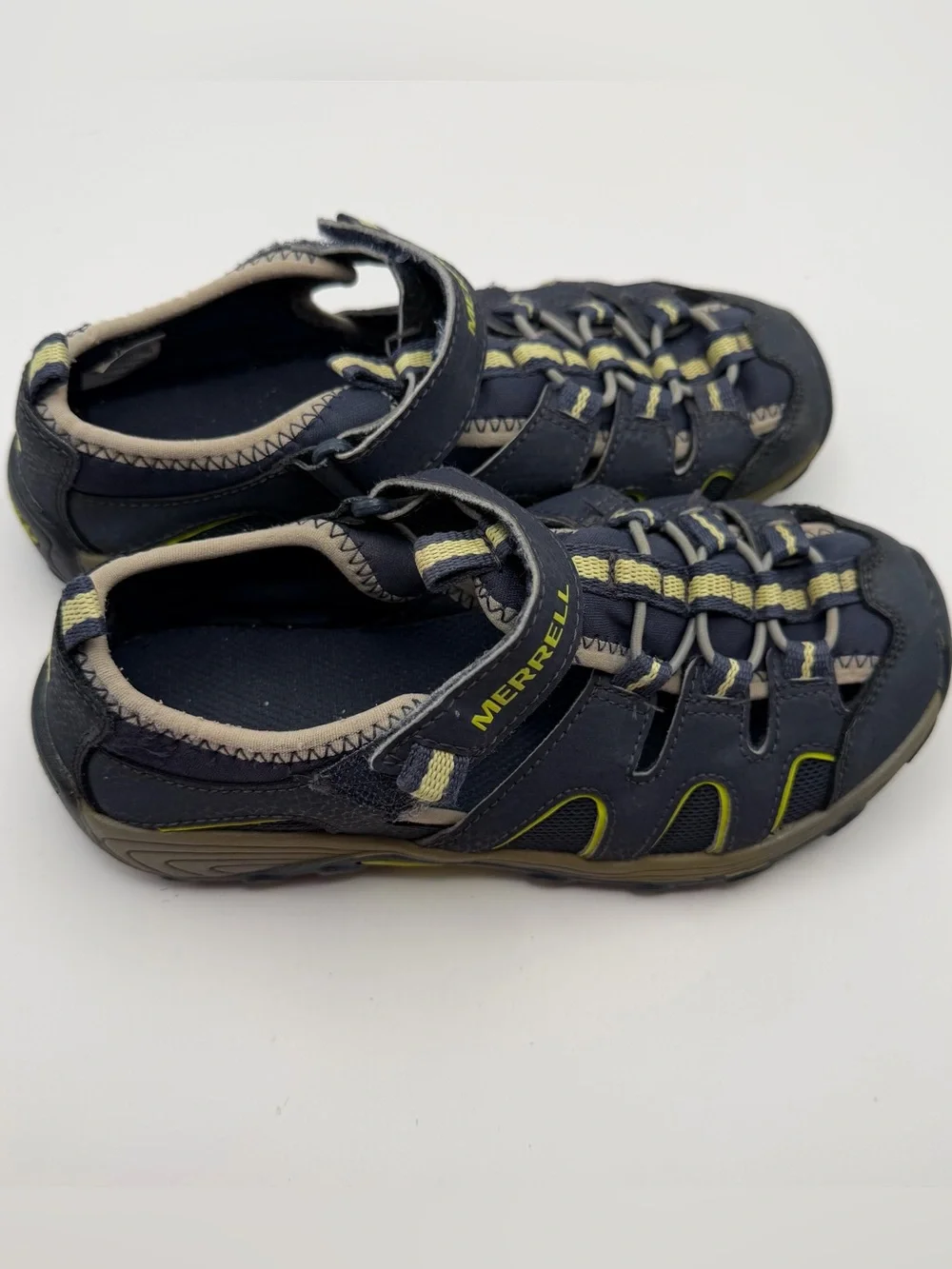 Merrell Hydro H2O Hiker Navy Lime Closed-Toe Sport Sandals Kids Size 2M Gorpcore